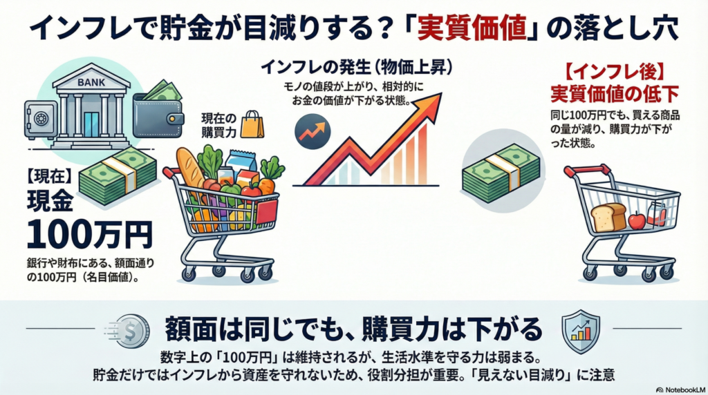 貯金は価格変動しないだけ