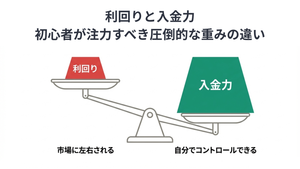 利回りと入金力のバランスを示すイメージ図